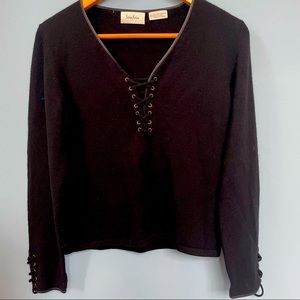 100% pure cashmere black sweater. Neiman Marcus. Petite Large.